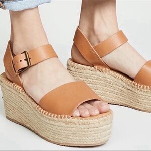NEW Soludos Minorca High Platform Leather Nude Size 11 NWT